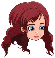 Girl head cartoon isolated