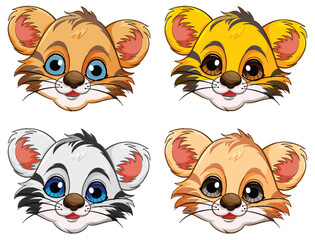 Baby Tiger Head Cartoon Character