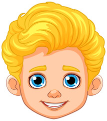 Boy Head with Blonde Hair and Blue Eyes