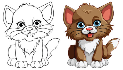 Cute Kitten Cartoon Character with O