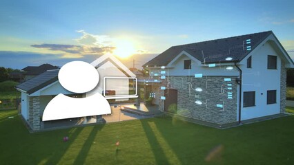 Exterior view of home office working place networked with digital high-speed - Powered by Adobe