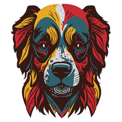 Obraz premium Vector art of the head of Golden Retriever with fancy color on white background. Bold black line illustration.