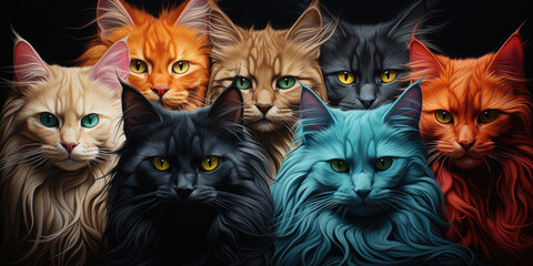 Abstract hypnotic illusion of cats,ai generative.