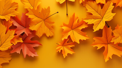 Hello autumn 3D minimal background with autumn yellow
