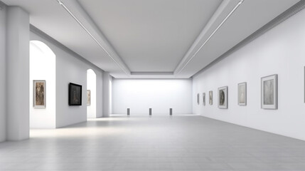 Interior of a modern minimalist gallery with a mockup