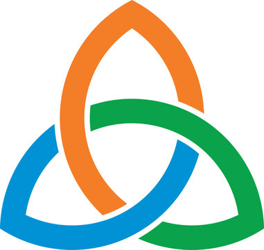 Orange,green,and blue triquetra celtic knot logo symbol vector illustration