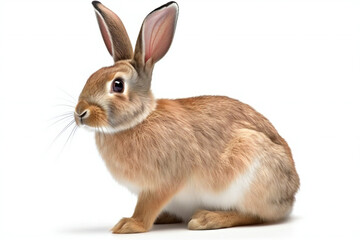 Cute brown rabbit isolated on a white background,  Studio shot, Generative AI