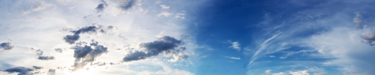 Panorama sky with cloud on a sunny day. Beautiful cirrus cloud.