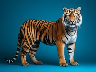 Obraz premium a tiger isolated on a blue background