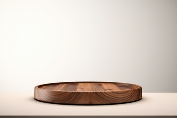 Wooden Round Podium For Product With White Isolated Background Generated AI
