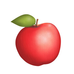 Illustration of red apples with green leaves, fresh vegetable garden set