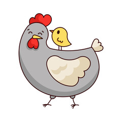 Chicken With Chick Sticker Bookmark