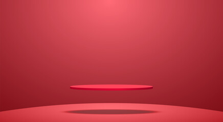 red podium in the red room
