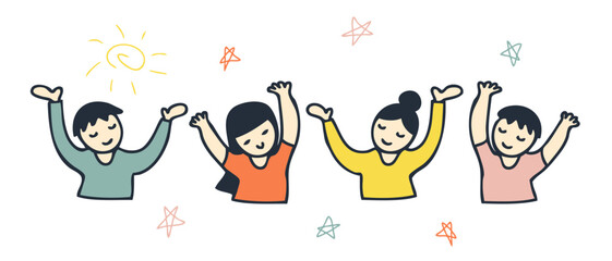 Happy people wellness health concept collection. Perfect for tee, stickers, poster, banner. Isolated vector illustration.