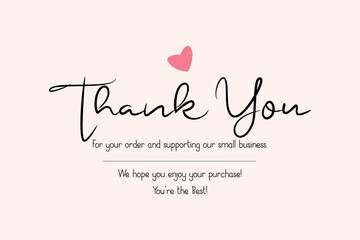 Minimal Thank You For Your Order Card.