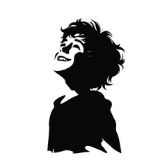 Silhouette happy little boy smiling, vector illustration 