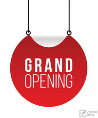 Grand Opening message on ribbon banner. Vector illustration.
