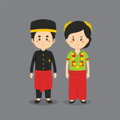 Couple Character Wearing West Sulawesi  Traditional Dress