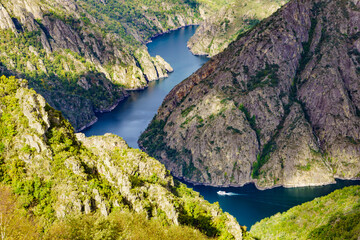 Fototapeta na wymiar River Sil Canyon, Galicia Spain. Mountain view.