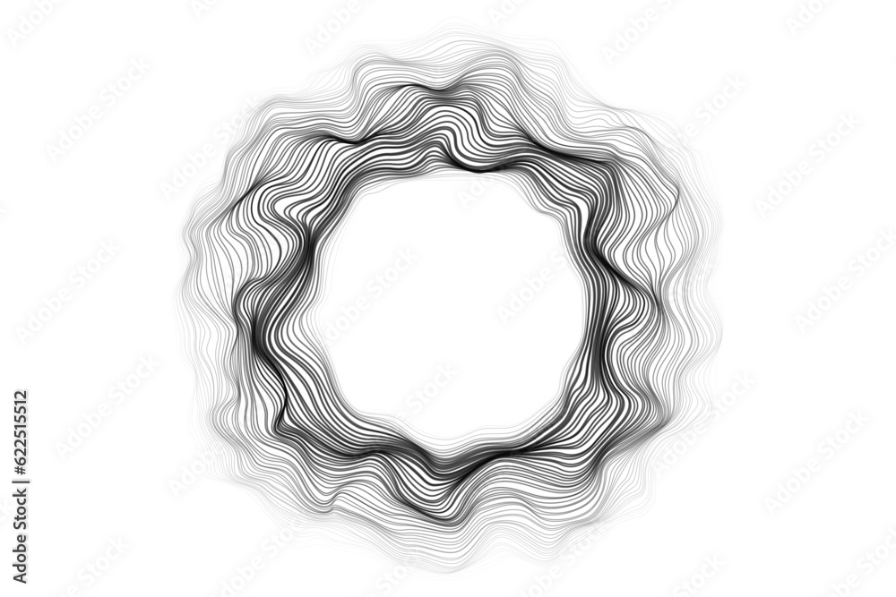 Poster Abstract circle lines wave black isolated on transparent background. Vector in concept technology, science, music, modern.