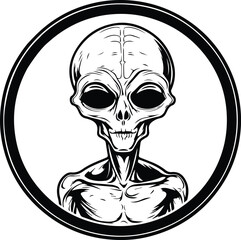 Alien Logo Monochrome Design Style
