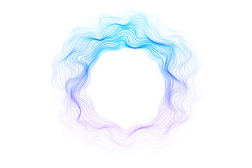 Abstract circle lines wave colorful purple and blue gradient isolated on transparent background. Vector in concept technology, science, music, modern. - 622515527