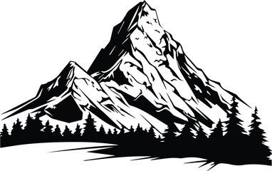 Alps Mountain Logo Monochrome Design Style