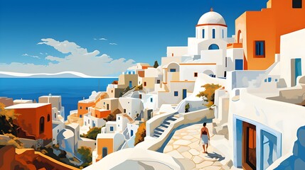 Naklejka premium Santorini in greece abstract visions
