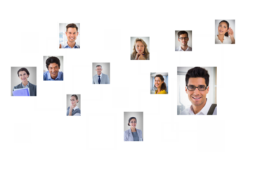 Digital png photo of smiling biracial businesspeople on transparent background