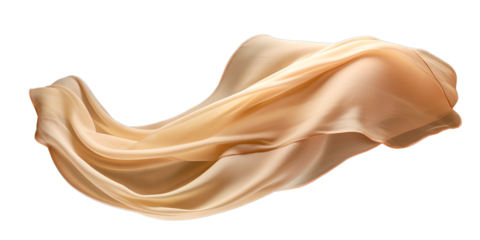 Cream satin fabric on white