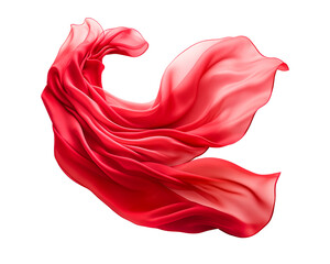 Red silk fabric floating  on white