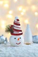 Christmas ornaments with bokeh light background