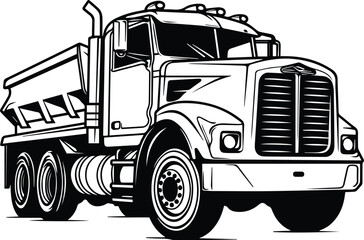 Construction Dump Truck Logo Monochrome Design Style