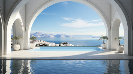 Fototapeta premium 海の見える大理石の部屋