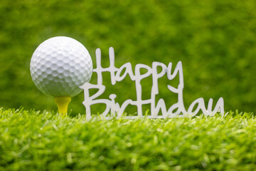 Golf ball with Happy Birthday sign
