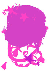 Abstract urban painting style purple, pink graffiti speech bubble message symbol, isolated on white background, painted with brush. Discussion backdrop, in modern dirty street art decoration.