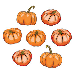 Halloween pumpkin. Cute Pumpkins or ghost. Vector autumn holidays illustration