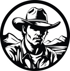 Cowboy Frame Logo Monochrome Design Style