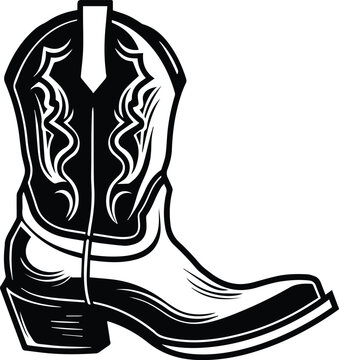 Cowboy Boots Logo Monochrome Design Style