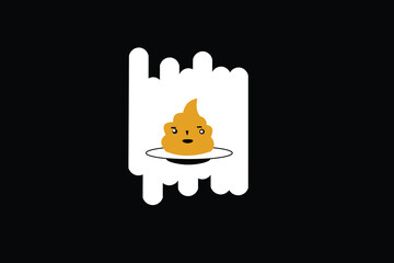 vector illustration of a cake in a bag on a plate on a black background