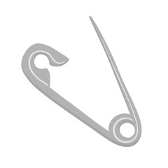 Open safety pin. Vector flat cartoon illustration isolated on white.
