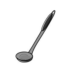 simple vector outline vegetable scoop, snip, isolated on white