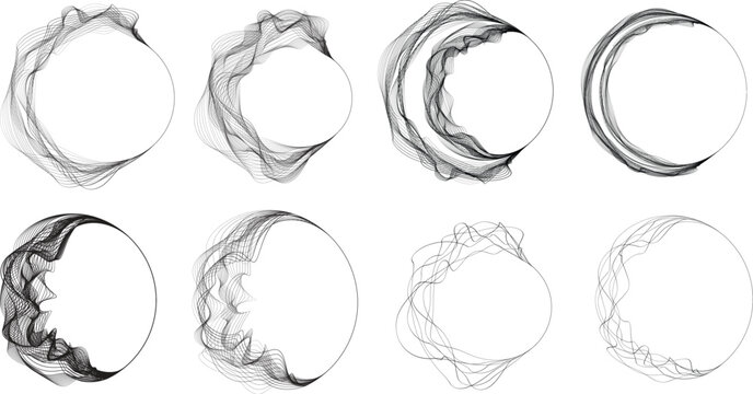 Lines in Circle Form . Spiral Vector Illustration .Technology round. Wave Logo . Design element . Abstract Geometric shape .