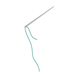 Needle and thread. Vector flat cartoon illustration isolated on white.