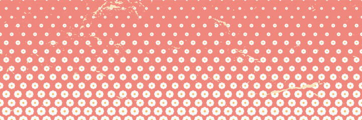 Horizontal  white flowers design for patterns and backgrounds, retro vintage background.