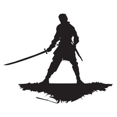 Silhouette Soldier with Sword vector illustration