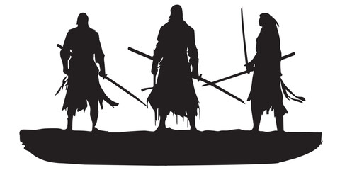 Three Fighter Standing vector illustration © SilhouetteStore