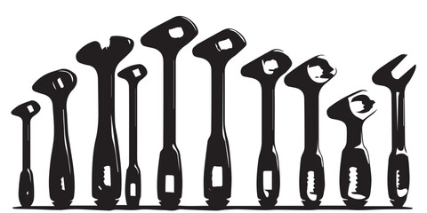 Set of silhouette tools for vector illustration