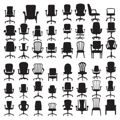 Set of silhouette chair collection vector design