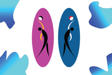 volleyball sport logo image, with illustration of volleyball player